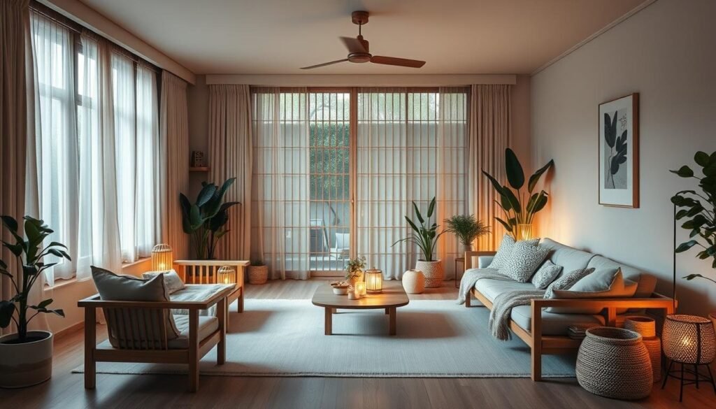 cozy japandi lighting