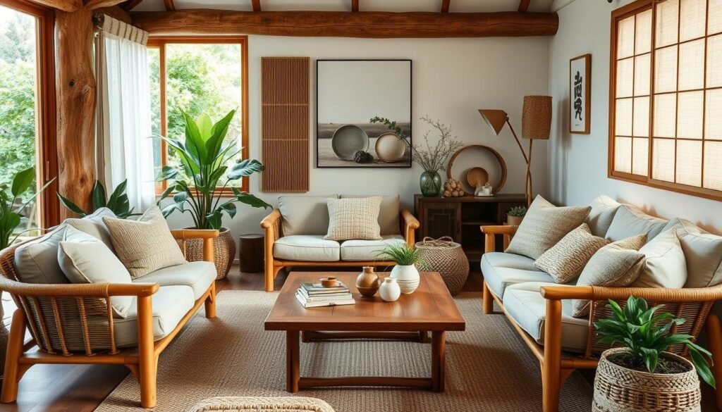 japandi living room textures